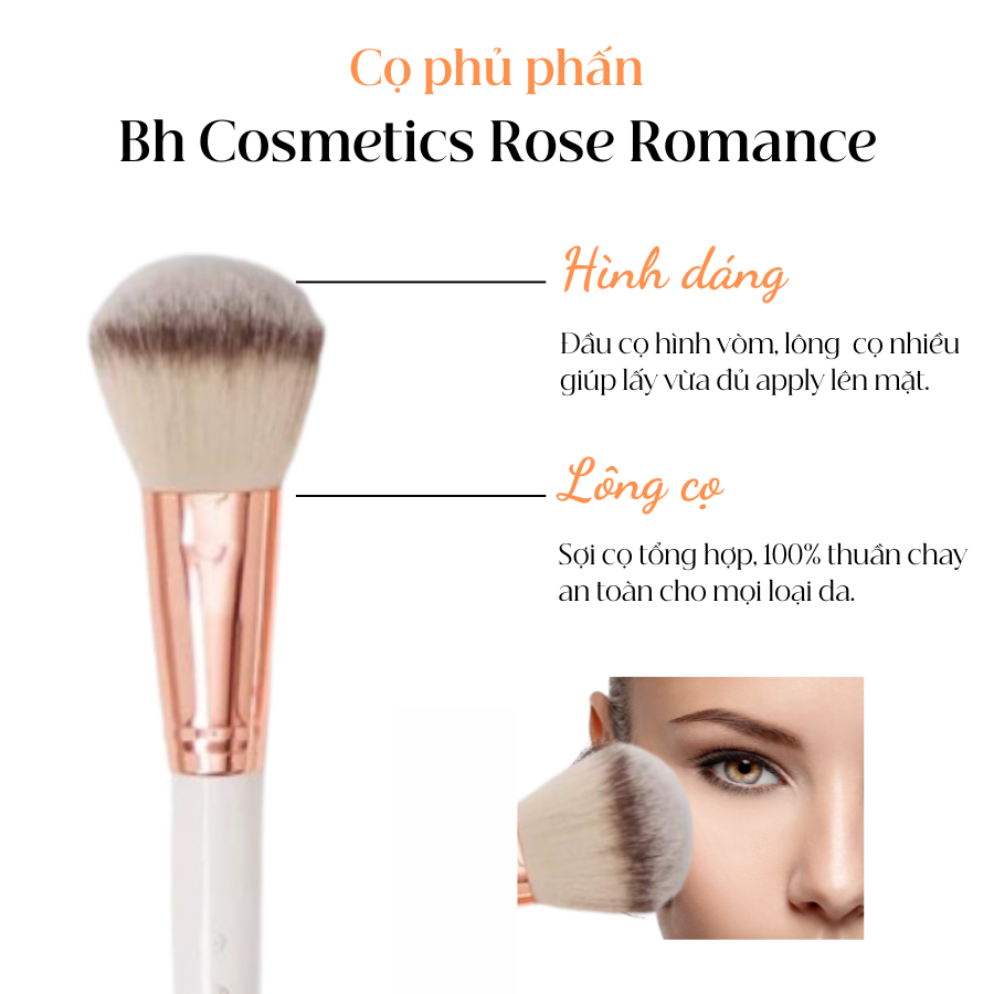 Cọ Phủ Phấn Size Vừa BH Cosmetics Rose Romance 01